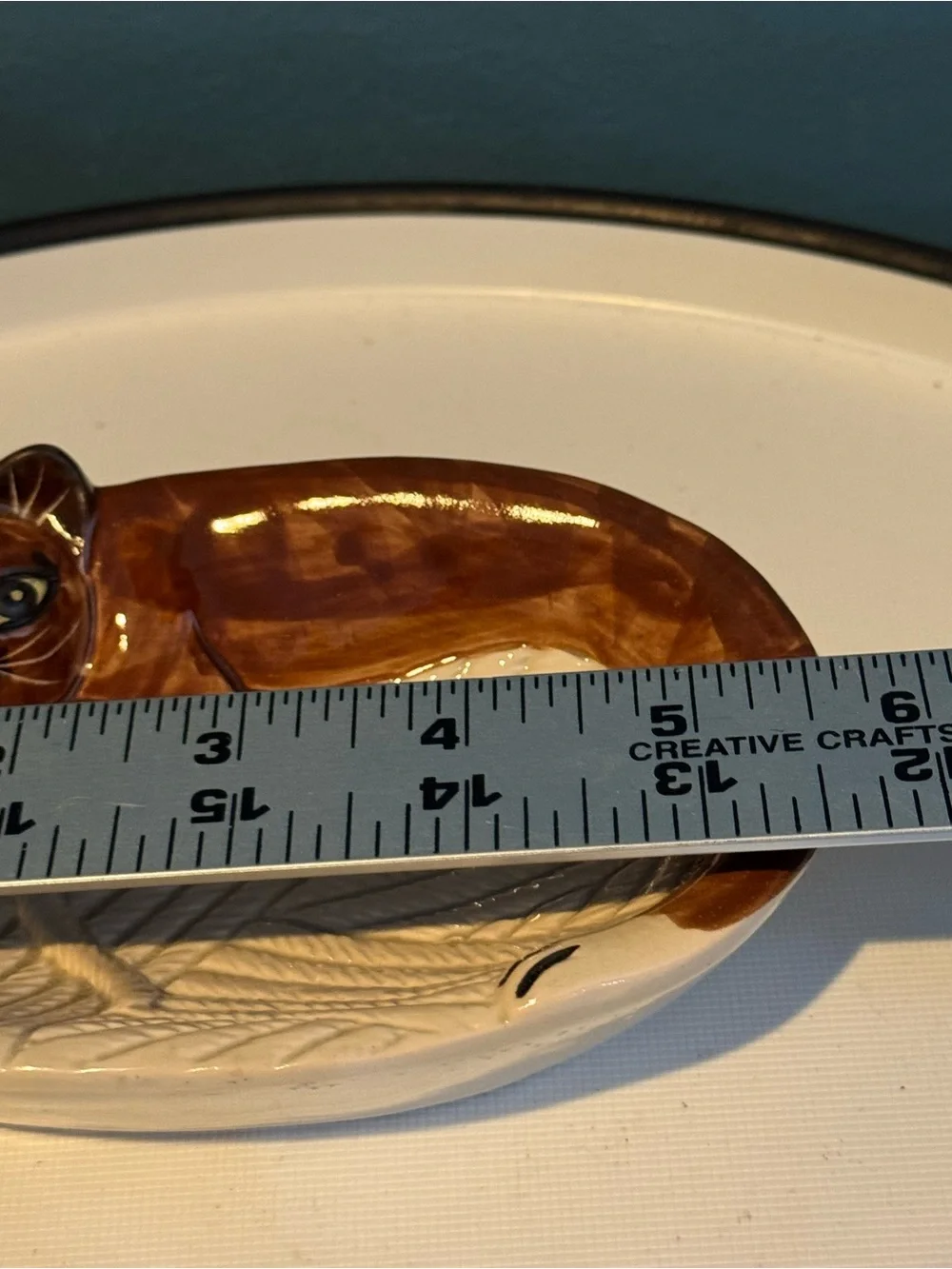 Vintage Seymour Mann Brown Tabby Cat Soap Dish Hand Painted Ceramic Japan